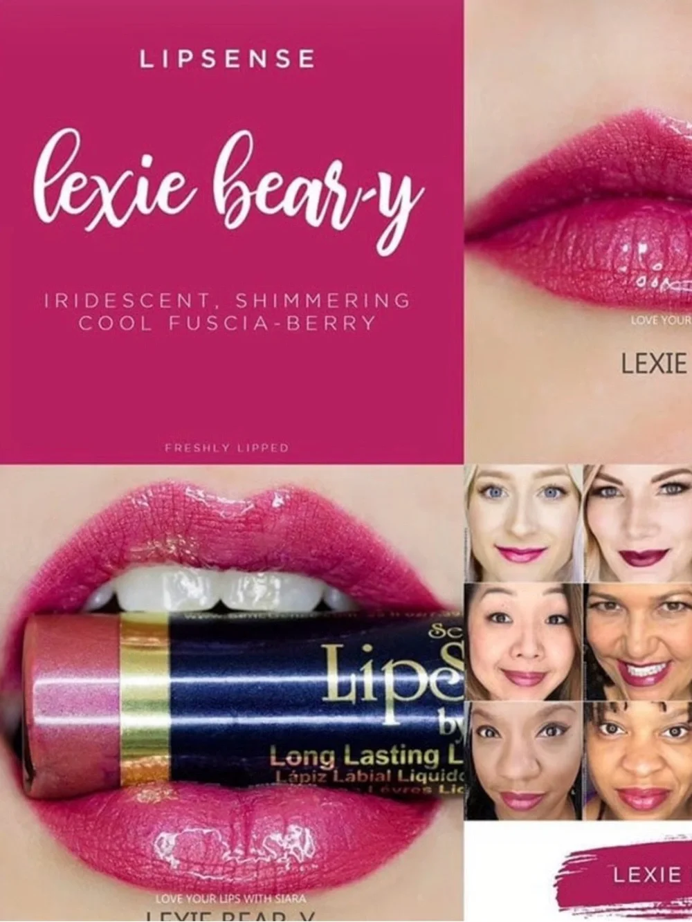 LipSense Lexie Bear-y Iridescent Cool Fuchsia-Berry Lip Color $32 msrp